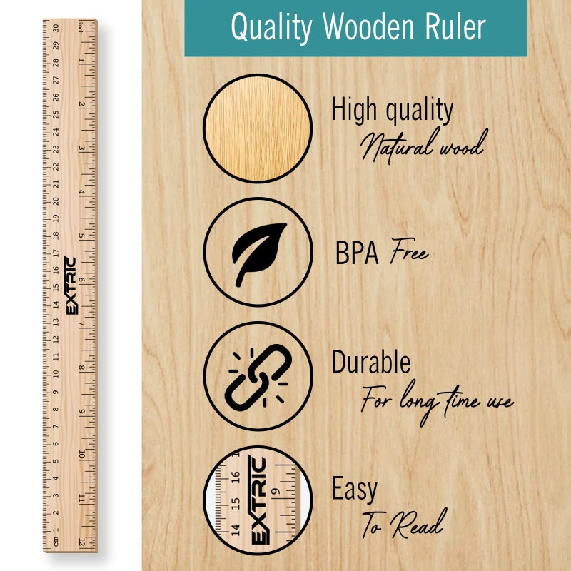 EXTRIC Rulers 12 Inch, Rulers Bulk for Classroom - Wooden Ruler for Kids 25 Pack Great for School, Classroom, Imperial and Metric Measurements for Office and Home - Image 3